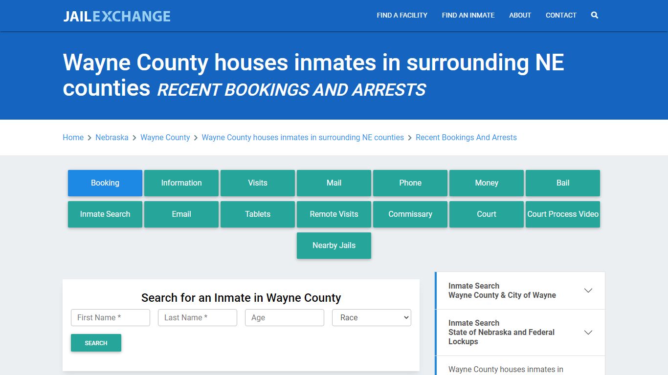 Wayne County Jail & Sheriff NE Recent Arrests and Bookings